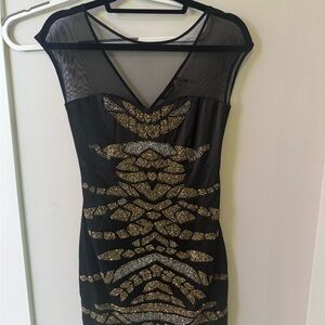 Marciano Elegant Black and Gold Dress